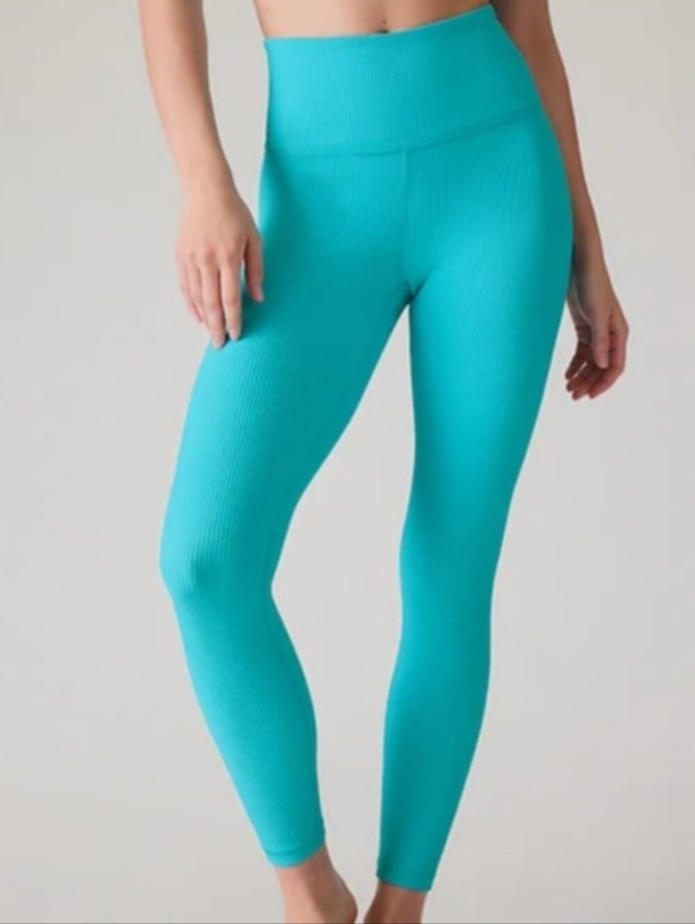 Athleta Elation Rib Tight In Bora Bora Blue Medium Cropped NWOT